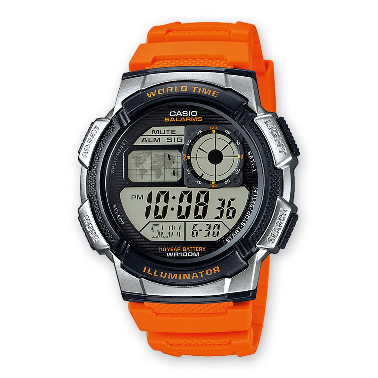 Dit horloge van Casio komt uit de collectie: CASIO Collection Men. Dit horloge heeft de volgende functies: LED lampje, 5 alarmen per dag, Automatische kalender, 12/24-uurs tijdweergave, Knopgeluiden aan/uit, Stopwatchfunctie - 1/100 sec. - 24 uur, Wereldtijden