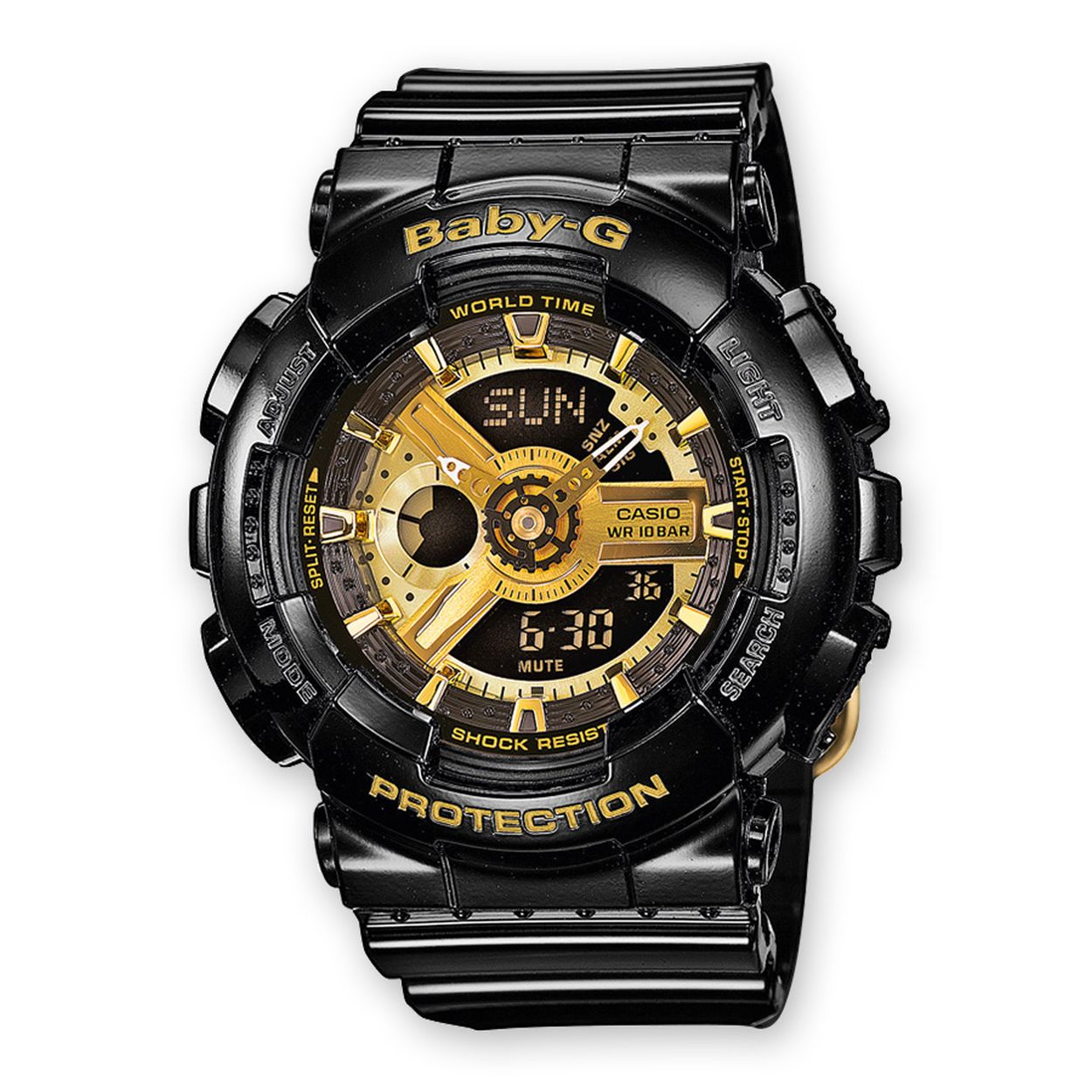 Dit horloge van Casio komt uit de collectie: BABY-G Urban. Dit horloge heeft de volgende functies: LED lampje, 5 alarmen per dag, Automatische kalender, 12/24-uurs tijdweergave, Knopgeluiden aan/uit, Schokbestendig, Stopwatchfunctie - 1/100 sec. - 24 uur, Snoozefunctie, Snoozefunctie, Wereldtijden