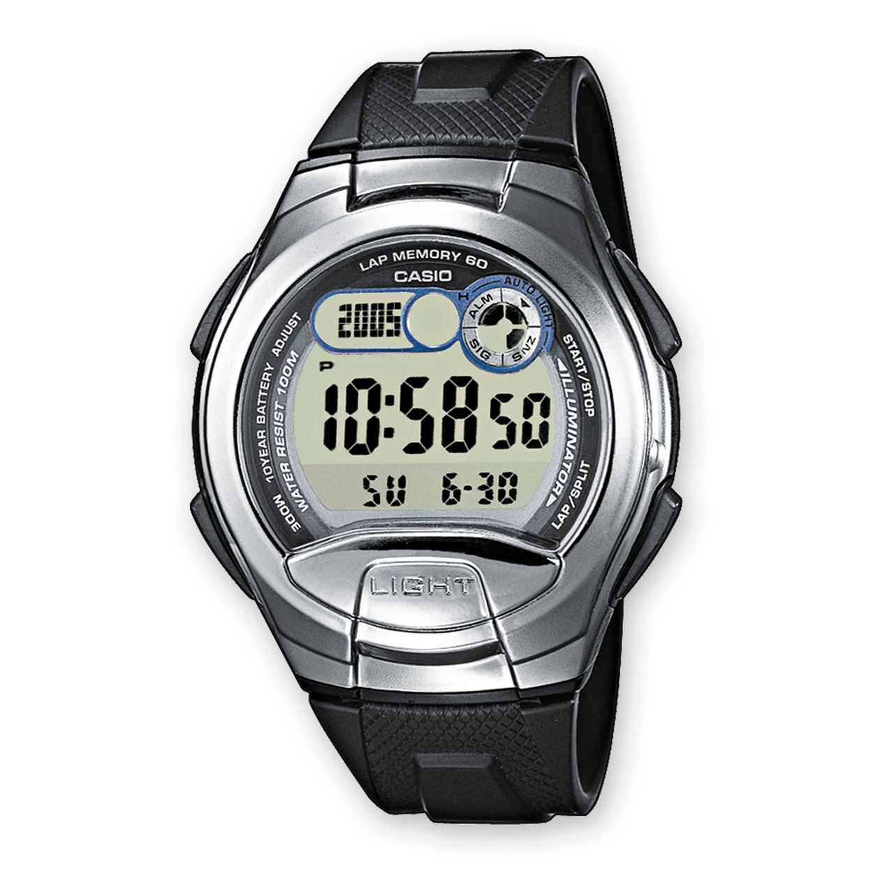 Dit horloge van Casio komt uit de collectie: CASIO Sports. Dit horloge heeft de volgende functies: LED lampje, 5 alarmen per dag, Automatische kalender, 12/24-uurs tijdweergave, Stopwatchfunctie - 1/100 sec. - 100 min., Snoozefunctie, Snoozefunctie, Tweede tijdzone
