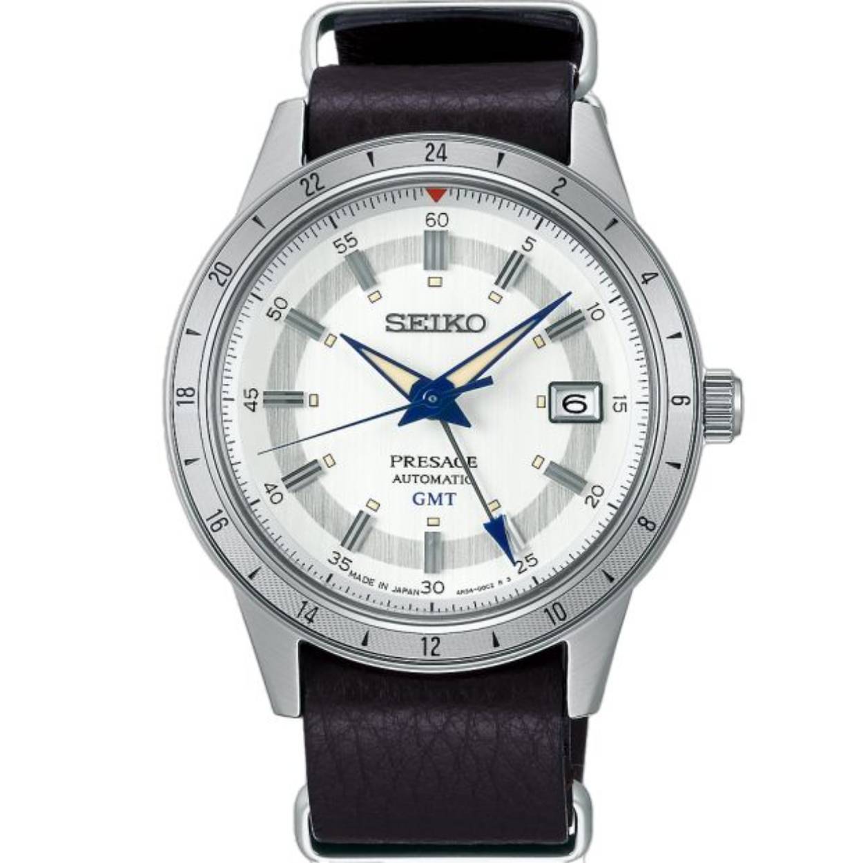 SEIKO SEIKO SSK015J1 HEREN HORLOGE PRESAGE AUTOMATIC GMT LEER LIMITED EDITION