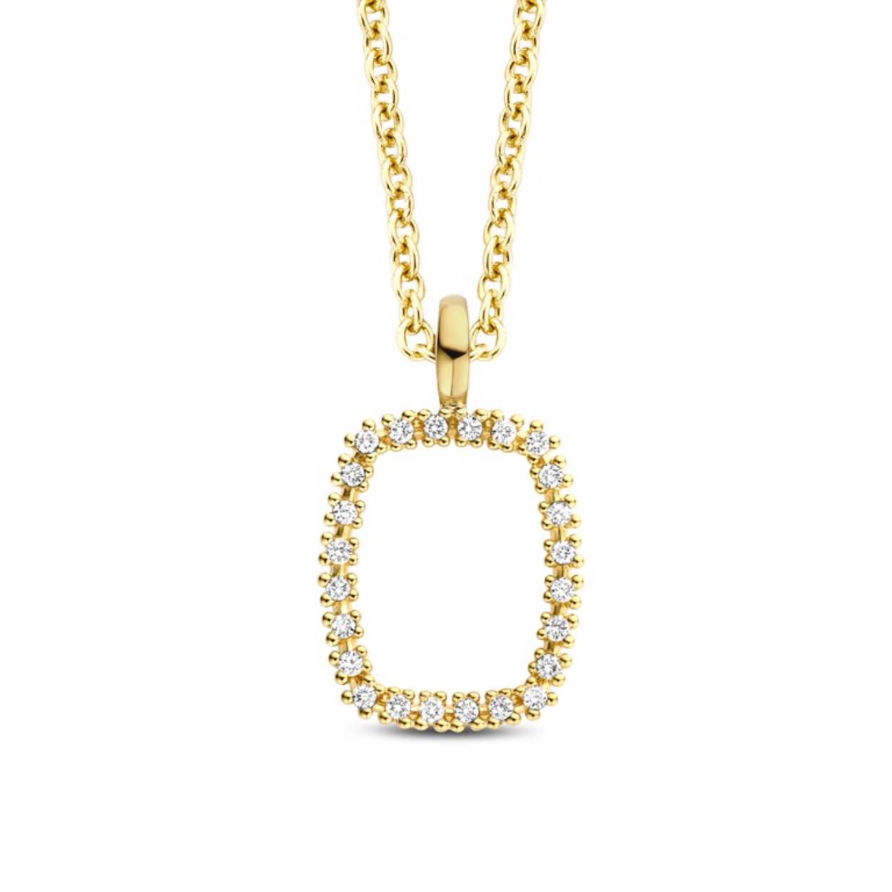 18 kt gouden hanger met briljant: 0,12 ct
Afmetingen: 18,8 mm x 11,3 mm
De hanger wordt verkocht exclusief het collier
Bijhorende ring en oorbellen ook verkrijgbaar van deze set
De prijs kan variëren naargelang de goudprijs