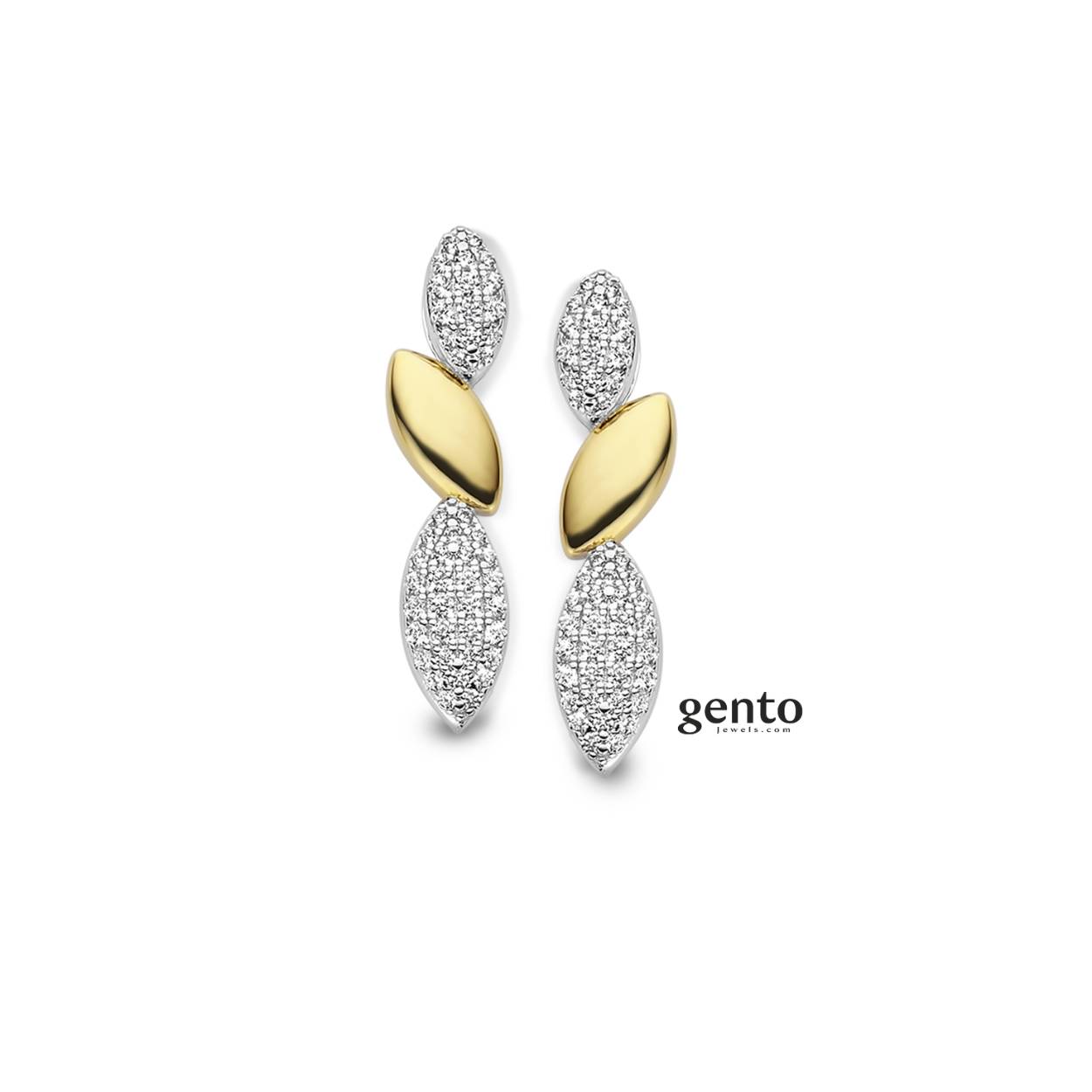 Oorbellen bicolor zilver gento jewels
