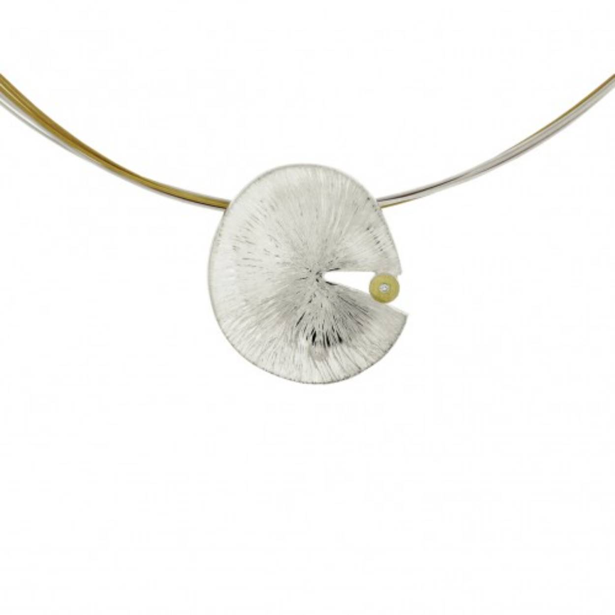 Choker met hanger zilver/goud en diamant