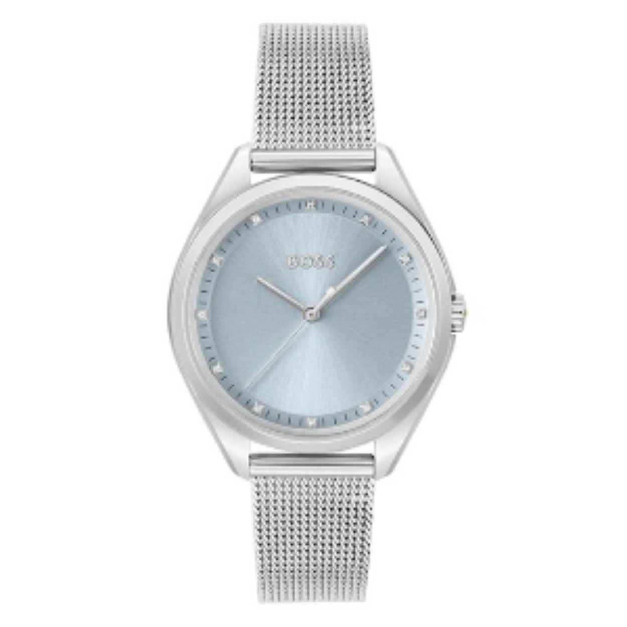 BOSS HB1502667 SAYA 3H  
Dit BOSS horloge uit de Saya 3h serie met artikelnr: HB1502667 is een klassiek model. Het dameshorloge valt op door zijn zilverkleurige stalen horlogekast met een gladde rand en een blauwe wijzerplaat met als uursaanduiding fijne ronde kristallen. De fijne wijzers en streepjes geven dit horloge een luxe uitstraling. Aan de kast zit een zilverkleurige milanese band met klepsluiting. De kast van het horloge heeft een doorsnee van 37mm met een mineraalglas en is 3 ATM. 

HET MERK:
HUGO BOSS is afgestemd op levensstijlen waar het gaat om kwaliteit en precisie. Het wereldwijde fashionlabel is verdeeld in twee merken: BOSS en HUGO. Het merk BOSS biedt geavanceerde, moderne horloges gericht op kwaliteit en design om een onberispelijke look te creëren – of het nu zakelijk, casual of sportief is. De horloge collectie van BOSS is perfect afgestemd op levensstijlen waar het gaat om kwaliteit en precisie. BOSS is op maat gemaakt in een onberispelijke stijl.

Blijf stijlvol bij de tijd. Voor de BOSS-vrouw is stijl het handelsmerk en draait alles om
details. Breng uw look naar een hoger niveau met onze nieuwe en kenmerkende horlogecollectie.

SPECIFICATIES:
- Mineraalglas
- Ronde kastvorm, Ø 37mm
- Zilverkleurige stalen horlogekast
- Blauwe wijzerplaat
- Zilverkleurige milanese band