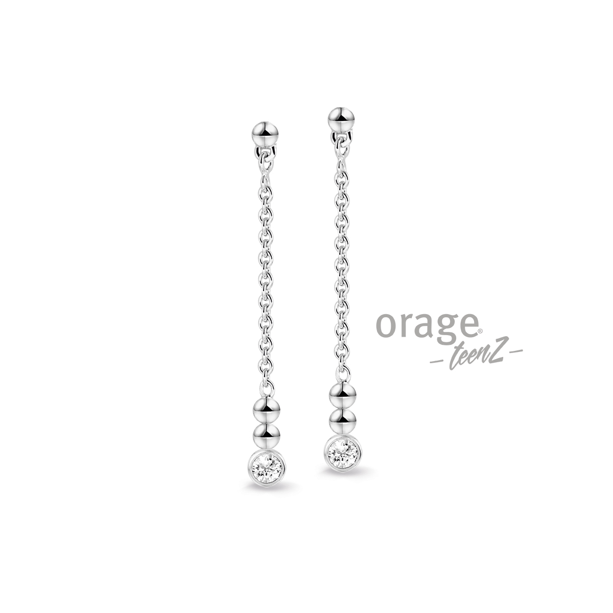 Zilveren oorstekers met zirkonium - Lengte: 2,5 cm