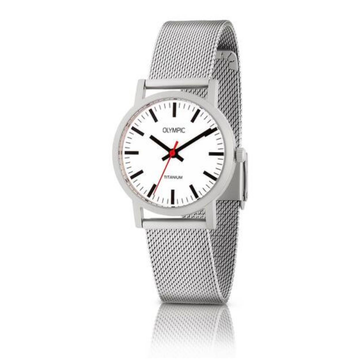 Olympic OL26DTT098 JOSH Horloge - Titanium - Titanium -Wit - 30mm
Dit unieke Olympic horloge met artikelnummer: OL26DTT098 is een strak dameshorloge. De ronde titanium kast heeft een gladde bezel en een witte wijzerplaat met strakke streepjes en wijzers. Aan de titanium kast zit een milanese titanium band met een druksluiting. Titanium is geschikt voor mensen met een gevoelige huid. Het is anti allergisch. Het horloge heeft een mineraalglas een doorsnee van 30mm en is 5ATM. 

Waterdichtheid 10ATM
Dit horloge is bestand tegen water bij het zwemmen en douchen. Dit horloge is niet bestand tegen (grote) waterdruk dus je kunt er niet mee duiken.
Waterdichtheid  5ATM
Dit horloge is regen en spatwaterdicht. Niet geschikt om mee te zwemmen en douchen.
Waterdichtheid 3ATM
Dit horloge is spatwaterdicht. Niet geschikt om mee te zwemmen en douchen.

Het merk:
Een mooi horloge hoeft niet duur te zijn! Het Nederlandse horlogemerk Olympic levert stoere chronografen, slimline series, digitale uurwerken en elegante dameshorloges. De prijs-kwaliteitverhouding staat bij Olympic hoog in het vaandel met prijzen die uiteenlopen van € 34,95 tot en met € 159,00.

100% Nederlands ontwerp, waterdicht en standaard 3 jaar fabrieksgarantie.

Specificaties:
- Ronde kast 30mm
- Titanium horlogekast
- Witte wijzerplaat
- Titanium band
- 5ATM 
- Standaard 3 jaar fabrieksgarantie
- Mineraalglas
