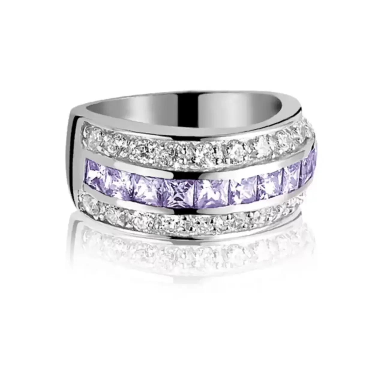 Zinzi zilveren ring paars/wit zirkonia mt56 ZIR307P
