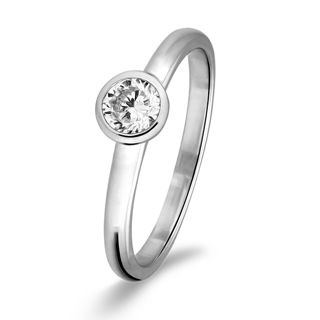 Zilver aanschuifring Rosa di Luca solitair met 1 zirkonia maat 54