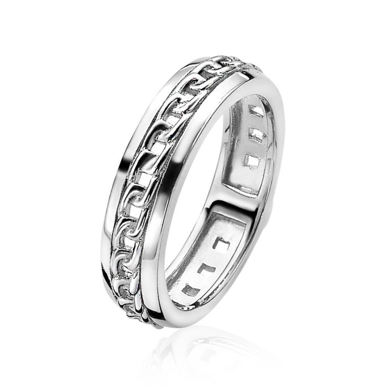 ZINZI zilveren ring glad met middenrij gourmet mt.54