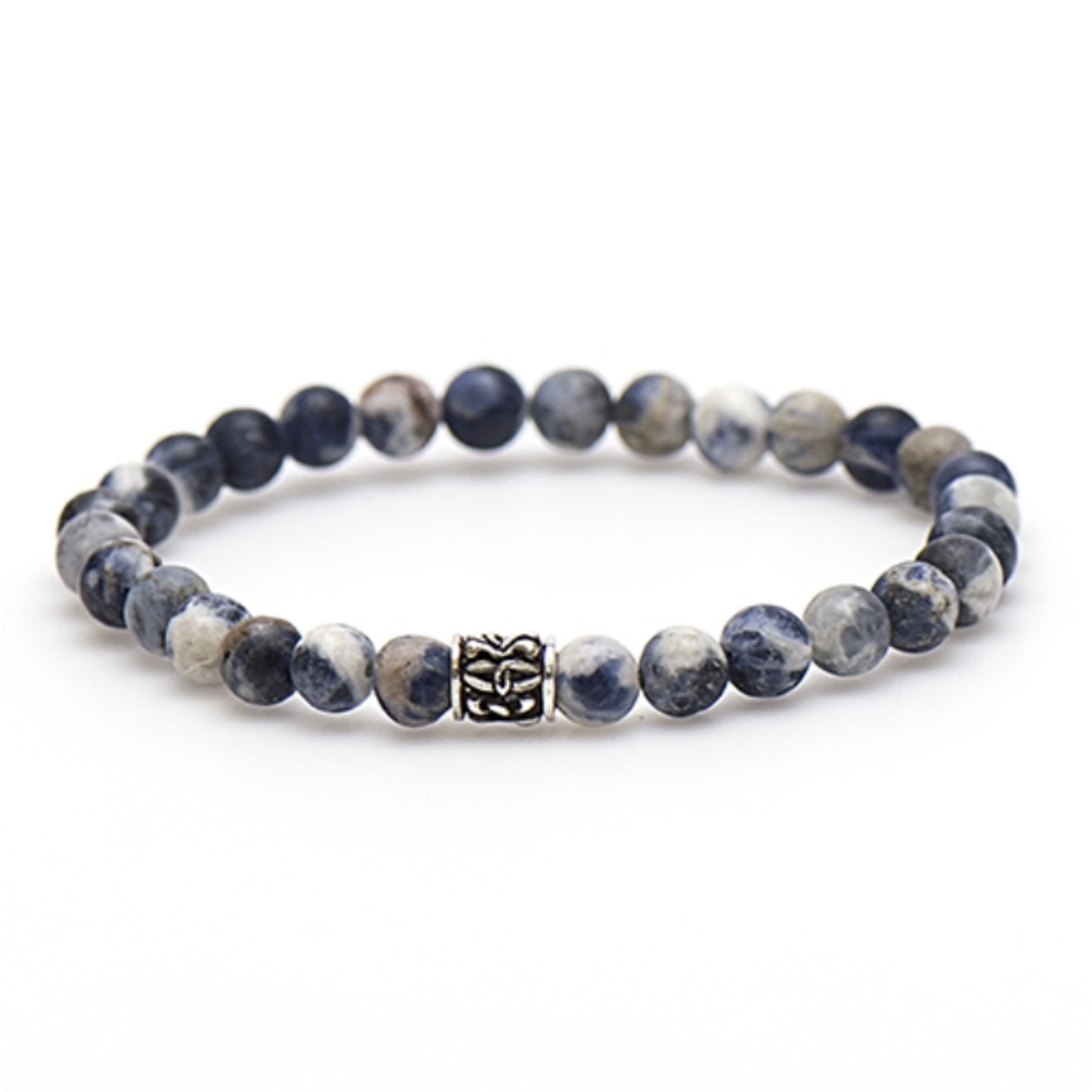 Silver Tube Logo Bead Ocean Blues XS