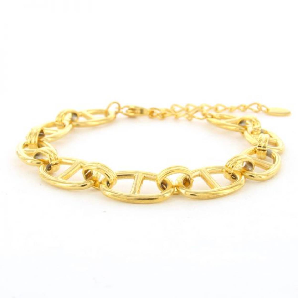 Schakelarmband met element gemaakt van edelstaal.

