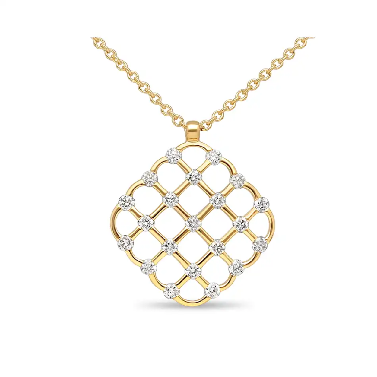 14kt. Geelgouden hanger met collier, 21-0.22ct H/Si