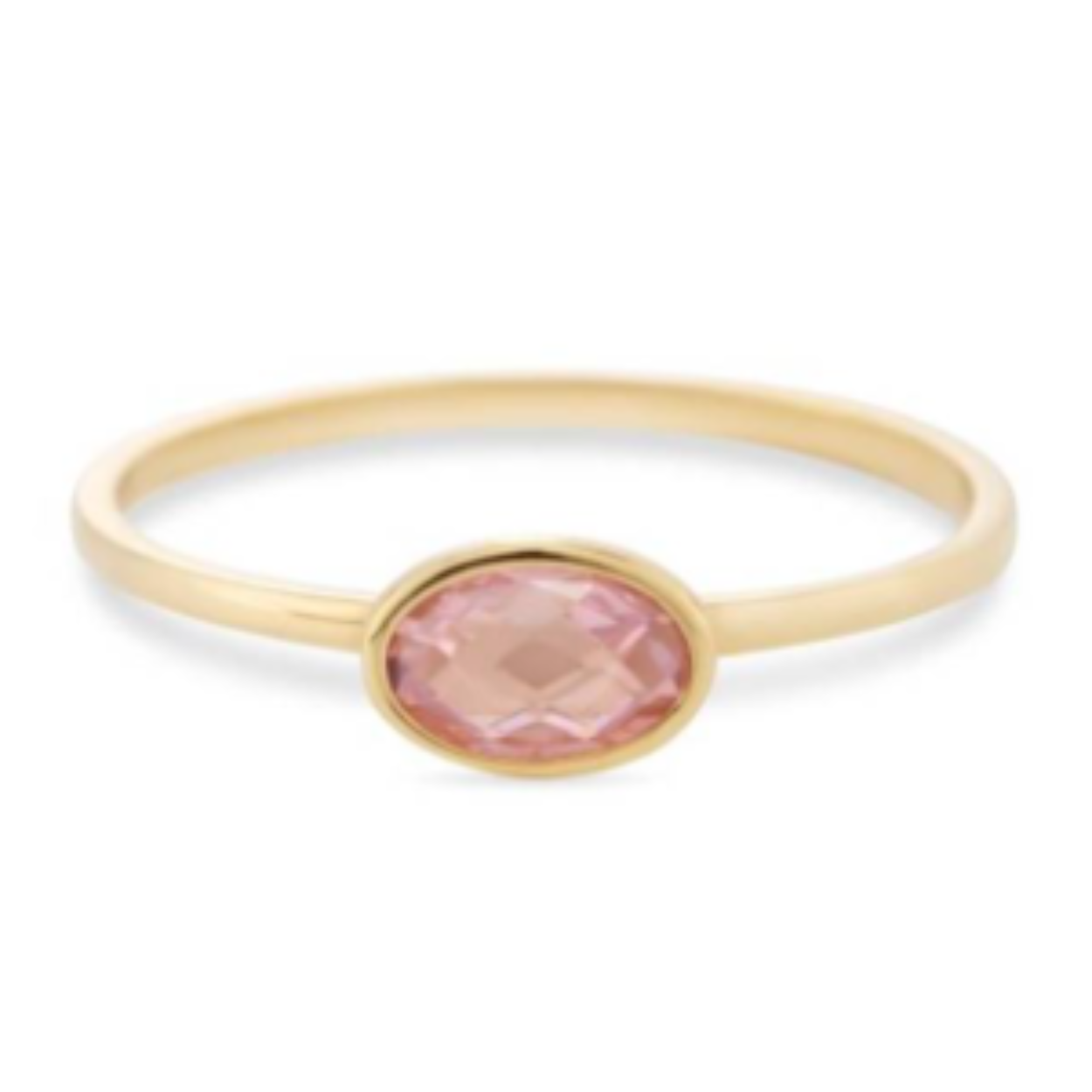Swing Jewels 14krt geelgouden ring met ovale roze zirkonia. 