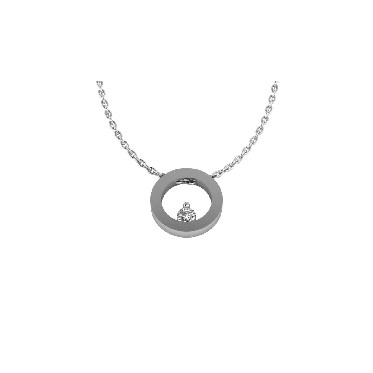 Zilveren MiniOro collier, met cirkel hanger en zirkonia