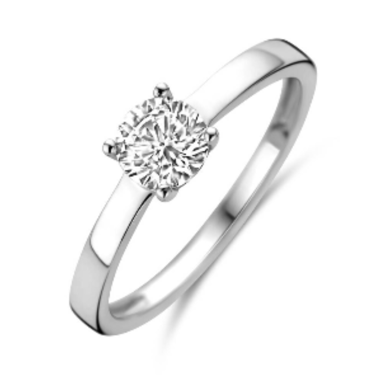 zilveren solitair damesring maat 18.5