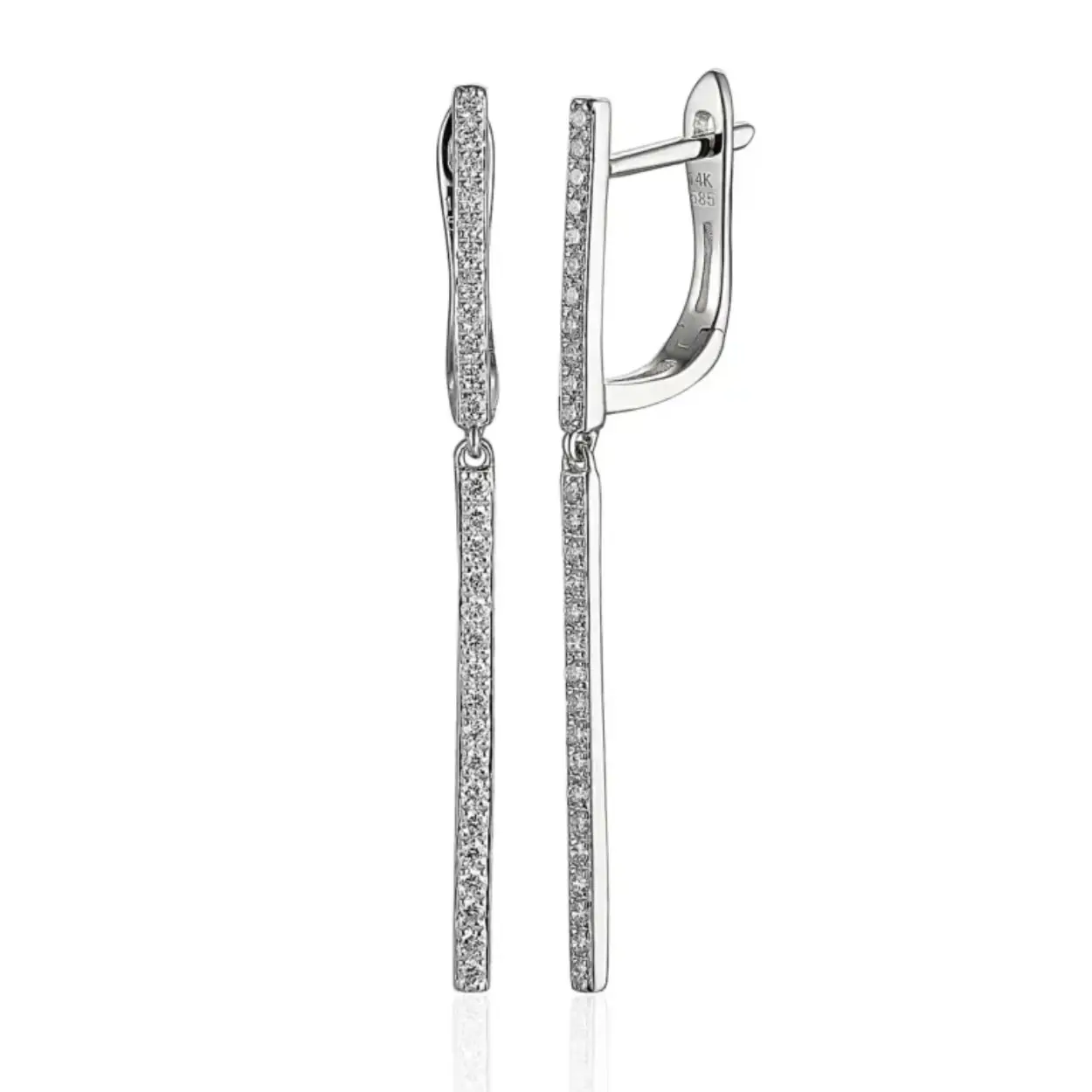 14k witgouden diamanten oorhangers met totaal 0.24 caraat h/ si