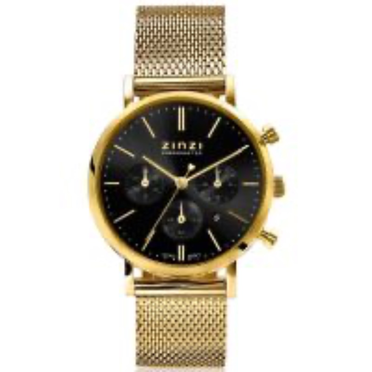 Zinzi horloge Chrono gd.kleurig zwarte wijzerplaat 34mm