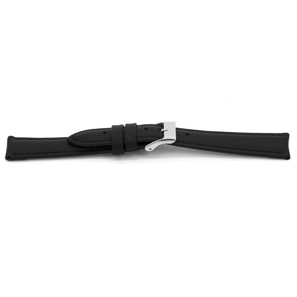 Zwart lederen horlogeband licht gevuld met zilverkleurig edelstalen gesp.
Kleur band: Zwart
Band dikte: 4.6 – 3.6mm
Band lengte: 75/115mm
Band breedte: 20x18mm
Gesp: Edelstaal
Bekleding binnenband: Nubuck
Gestikt: Ja, dezelfde kleur als de band.
Pushpin: Exclusief
Hypo allergisch: Ja
EAN; 8716667160927