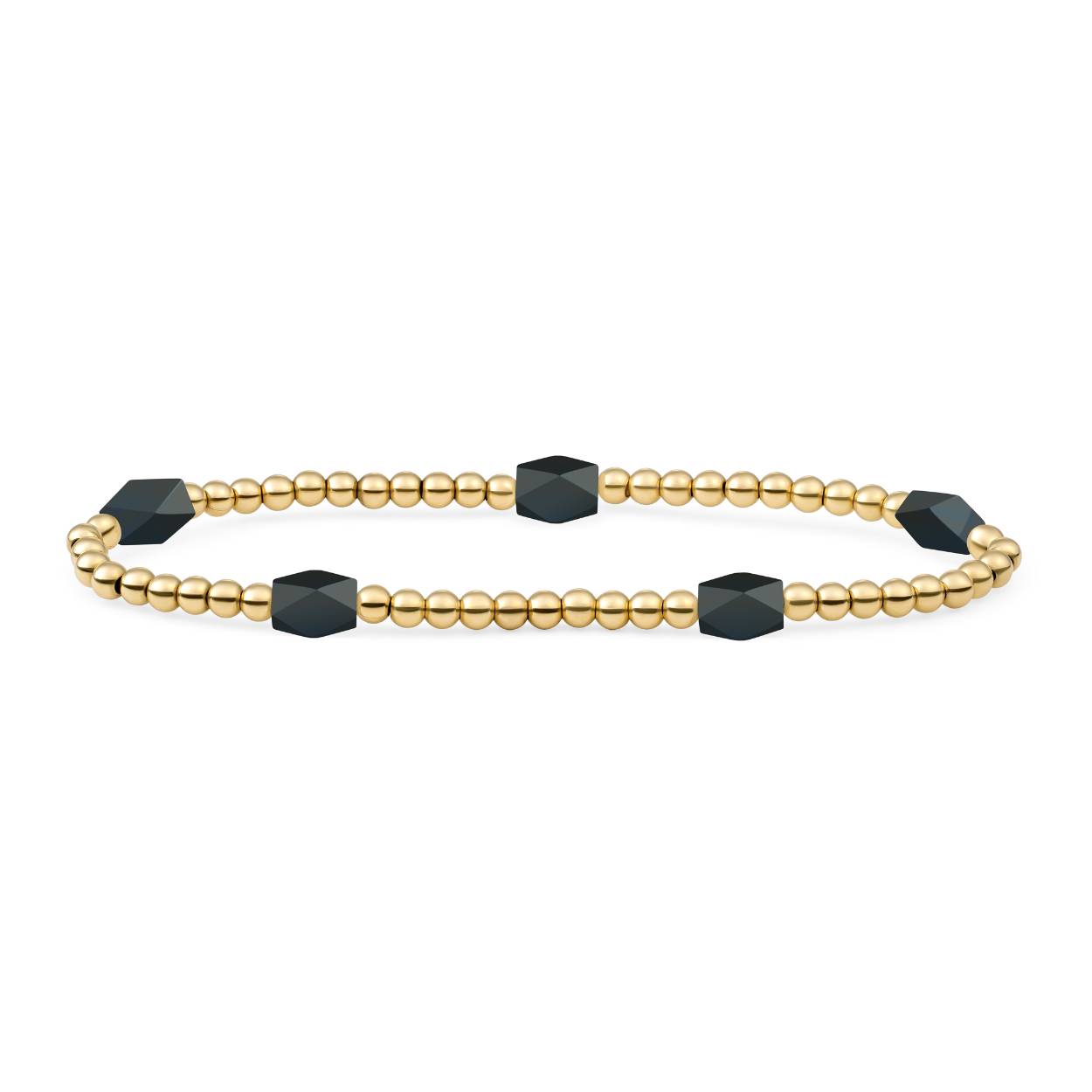 Sparkling Jewels armband Reversed Edge Mix onyx en zilver verguld