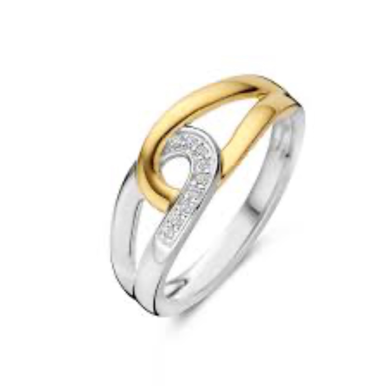 zilveren Rosa ring, bicolor lussen mt56