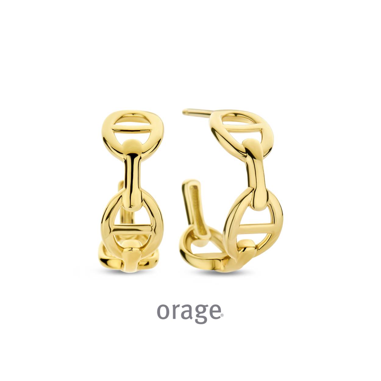 Goudkleurige stalen oorbellen van het merk Orage
Materiaal: staal, verguld
Bijhorende collier en ring ook verkrijgbaar