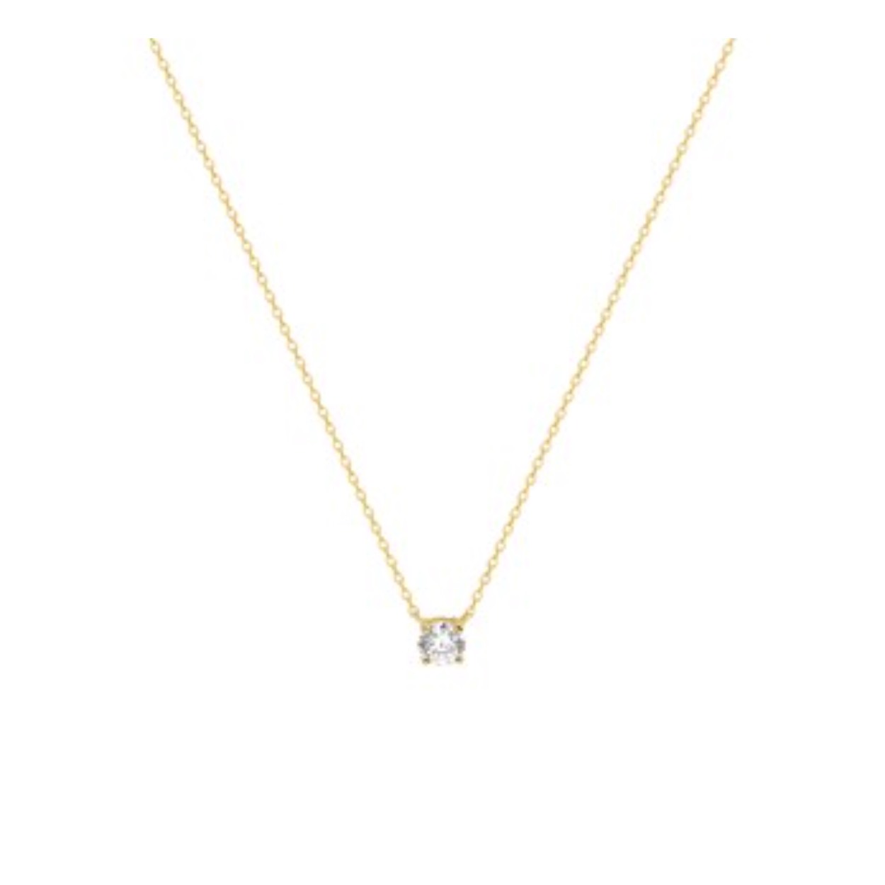 14k Geelgouden collier met zirkonia van 42cm lang. De schakelbreedte bedraagt 0.8mm. De zirkonia steen heeft een diameter van 4mm.