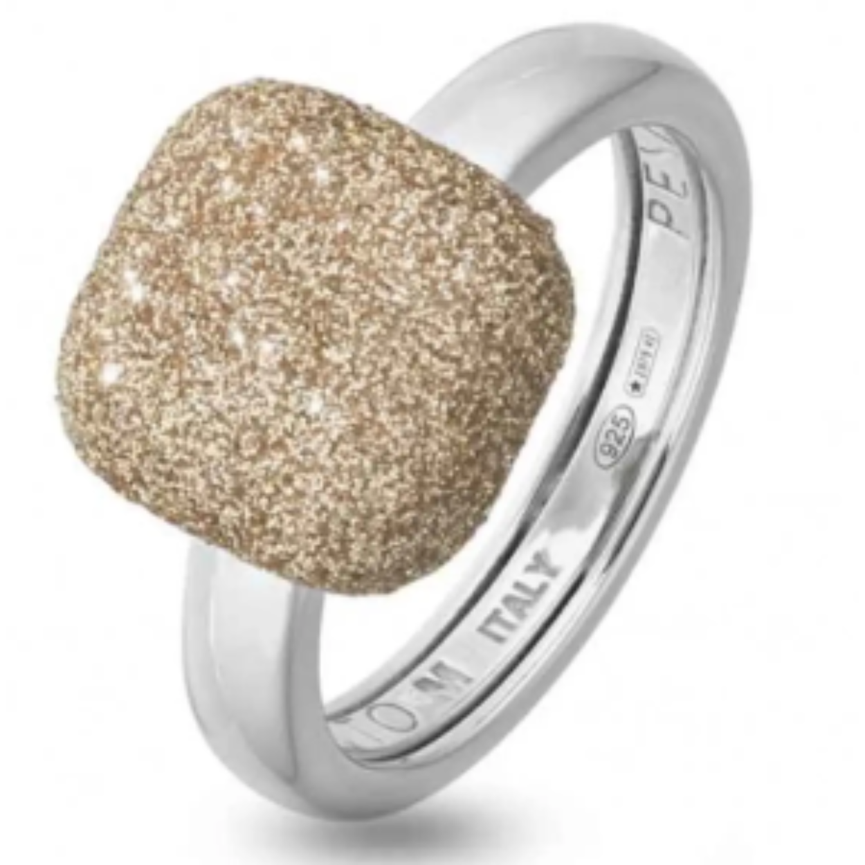 ZILVER RING MET GOUD DUST