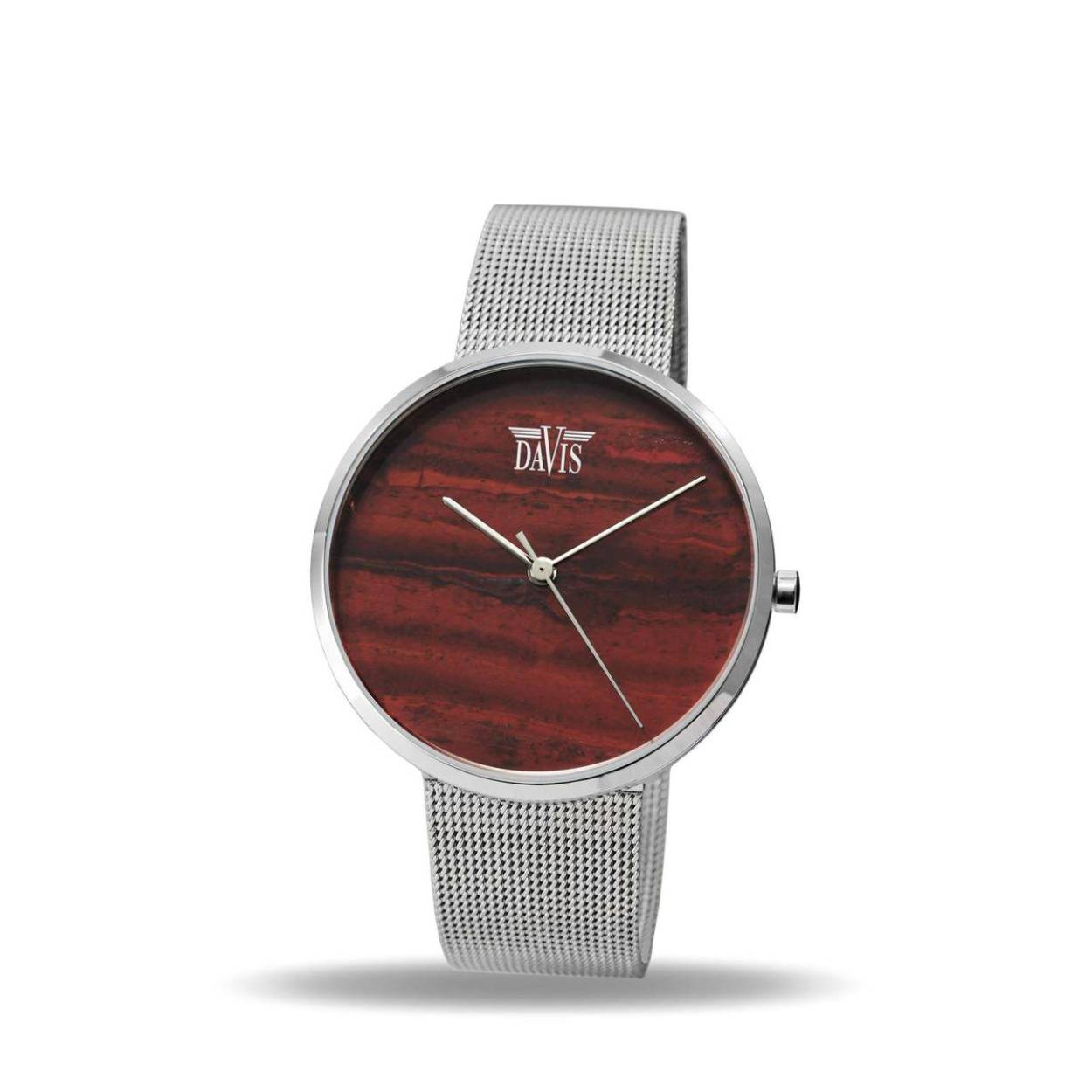 staal horloge met natuurstenen wijzerplaat 