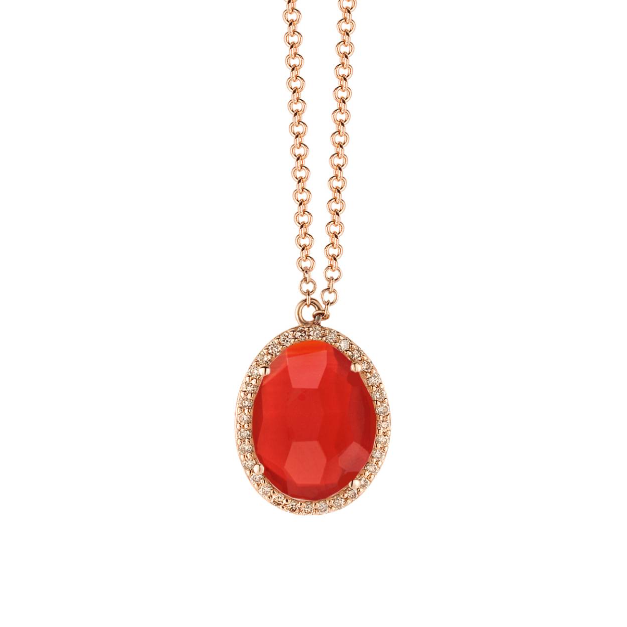 Ketting  rose goud 18kt met hanger One More