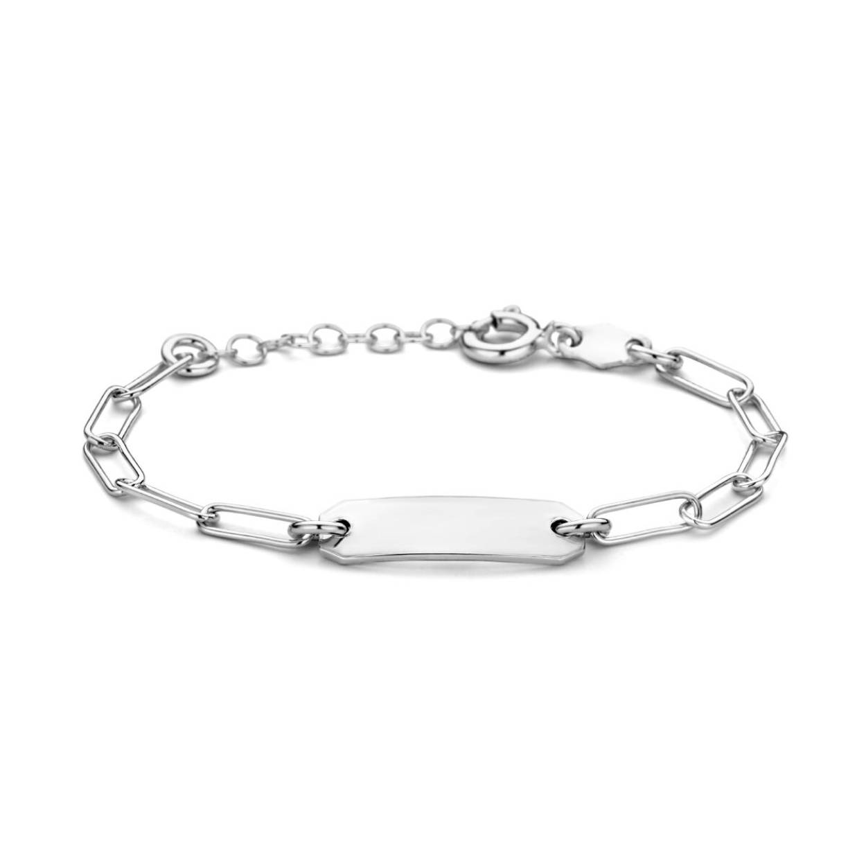 Gerhodineerd 925 zilveren graveerarmband. De armband heeft een draaglengte van 11cm met een extensie van 2cm en een schakelbreedte van 3mm.