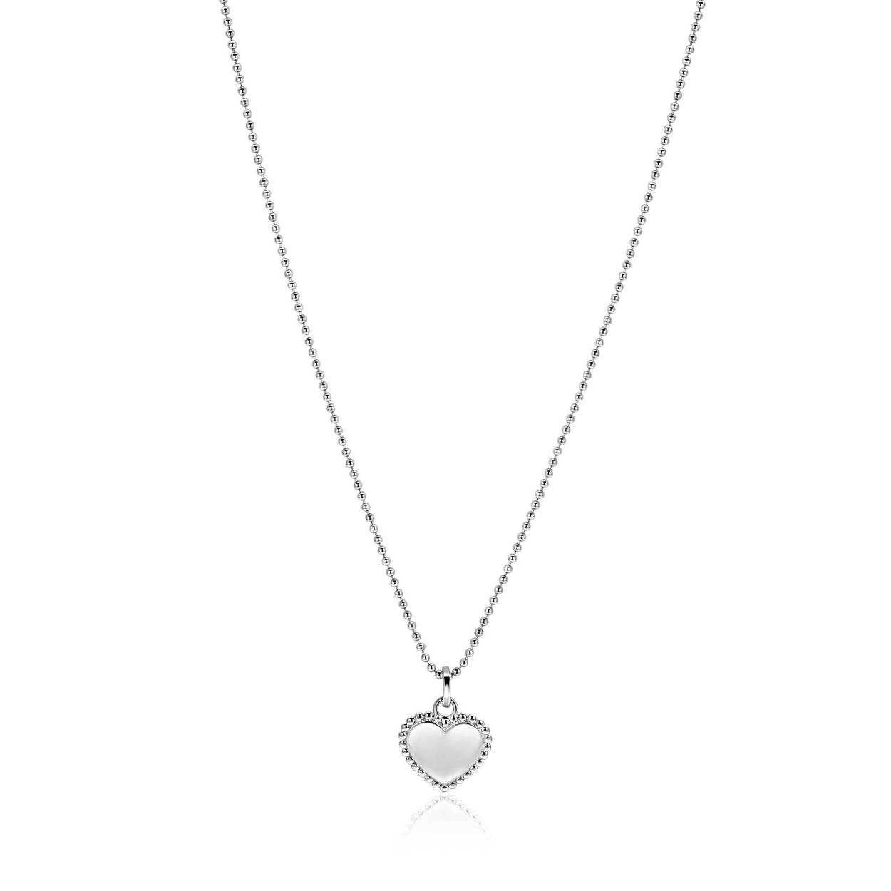 zilveren graveer plaatje hart vorm met bolletjes 12mm (zonder ketting)