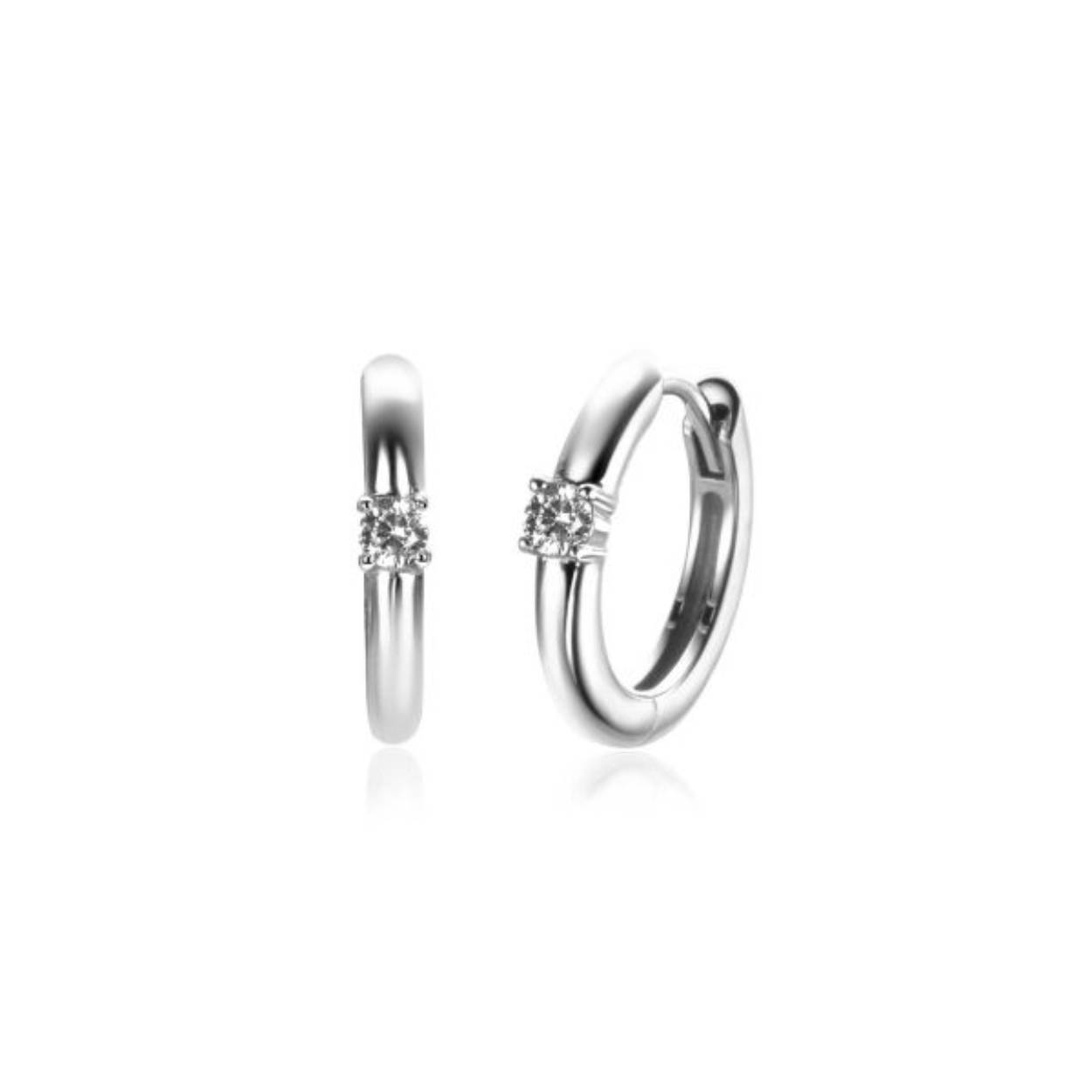 APRIL oorringen 13mm zilver met geboortesteen diamant wit zirconia