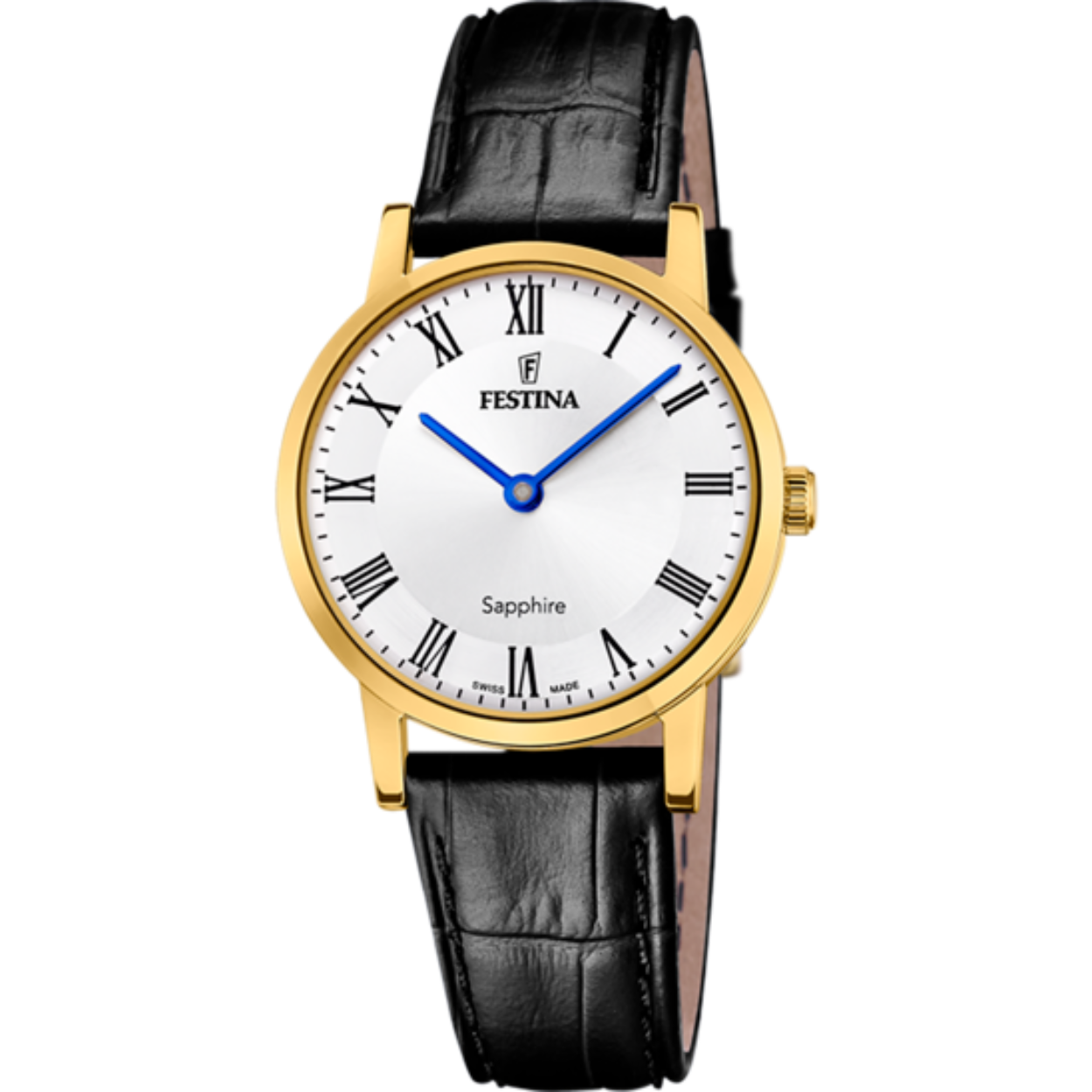 Festina dameshorloge F20017/4 met een 316l roestvrijstalen kast en een saffierglas voorzien van een leren band.