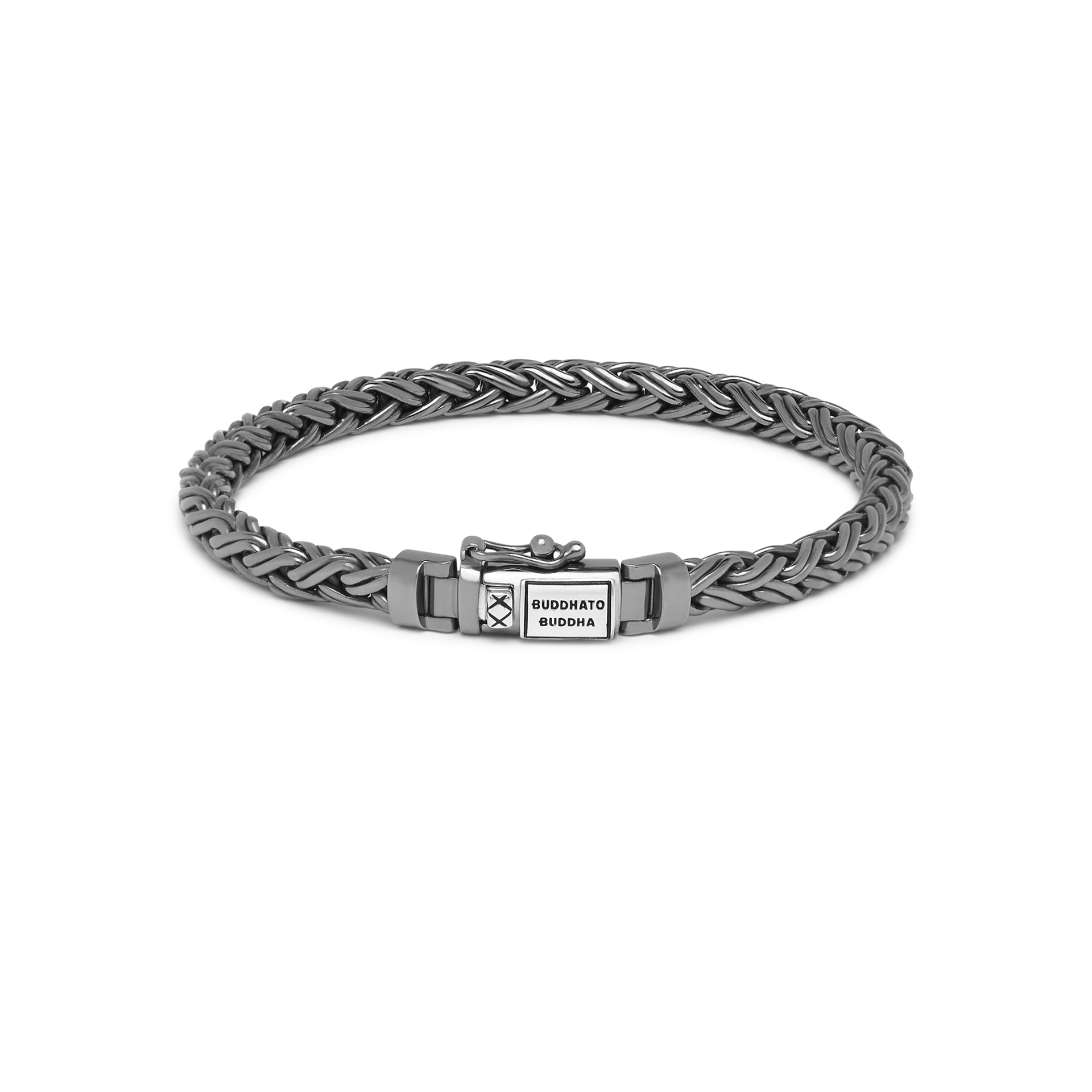 Buddha to Buddha - Katja XS Armband Zwart Rhodium Shine Zilver, J170BRSS C+ Maat: 17cm - 001K01170D811
