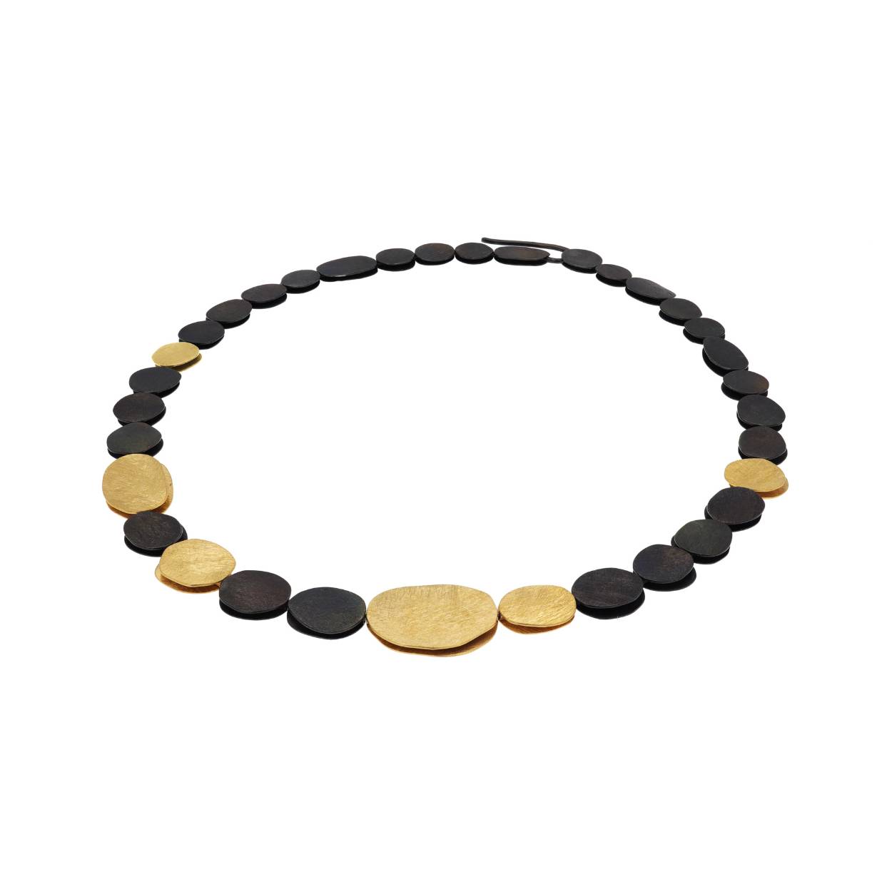 deco echo zilveren gold plated/brown collier