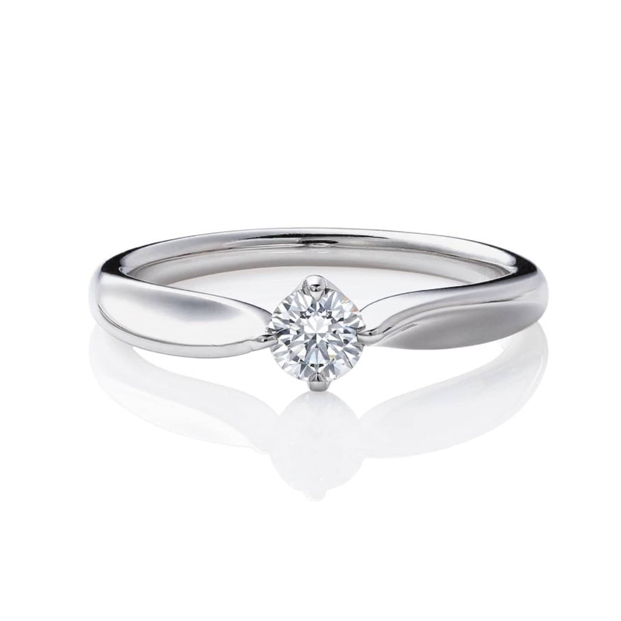 14k witgouden solitaire ring met 4-poots zetting en diamant van 3.5mm