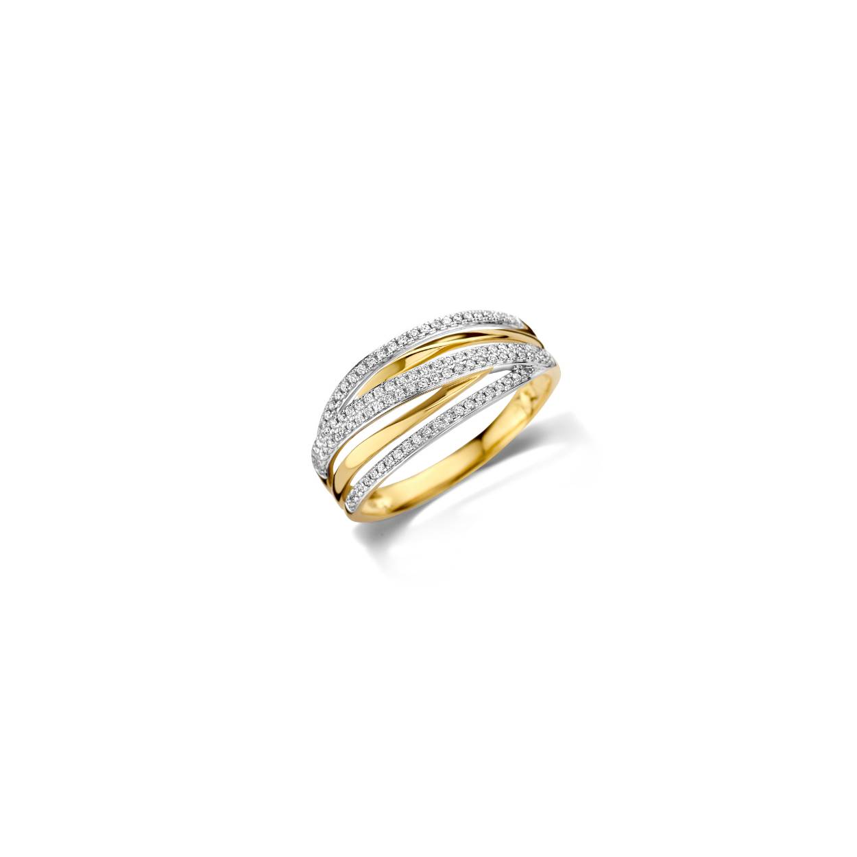 Ring 18 kt geel goud/rh + 0.21ct brilj