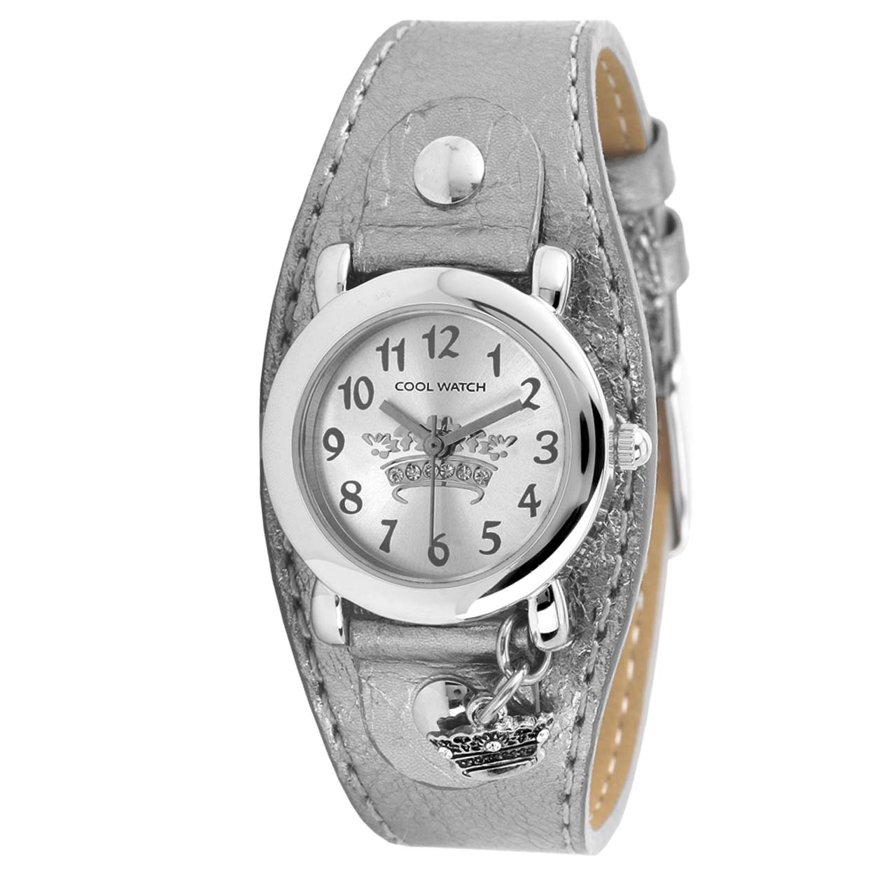 Coolwatch 197 meisjes horloge 

Algemeen
Geslacht: meisjes
Model: CW.197

Voordelen
- band PU leder zilver
- wijzerplaat zilver met zilvere cijfers (arabisch)
- extra harde duurzame laag
- spat waterdicht: handenwassen, regen
- studs op de band
- quartz
- maat kast 27mm (breedte) 10mm (dikte)