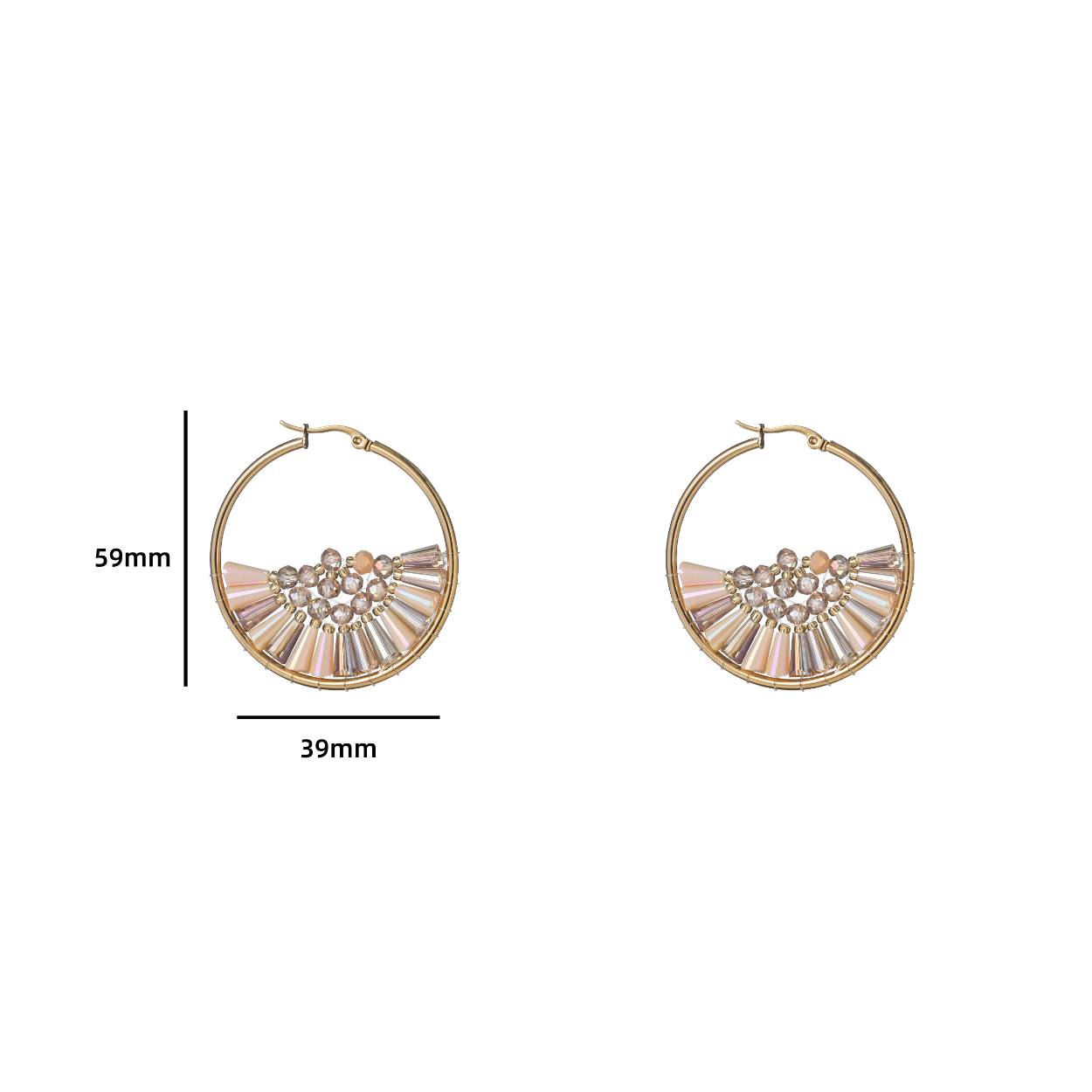 Bead Filled Hoop - 14K + Champagne Mix
E4081-7