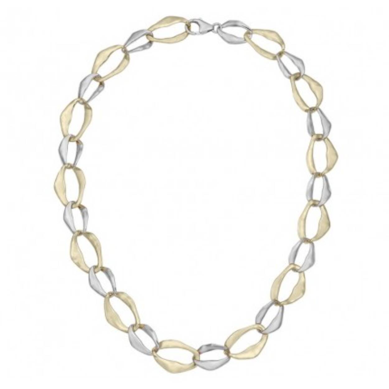 Jorge Revilla luxe collier zilver met gedeeltelijk 18 krt. goldplated schakels lengte: 45 cm 