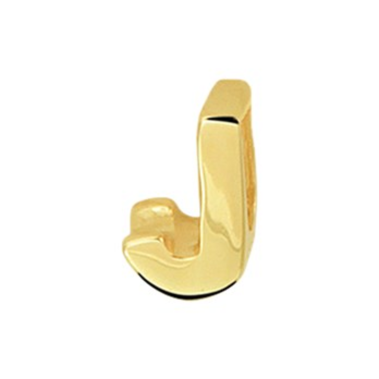 14k Geelgouden hanger uitgevoerd in de letter J. De hanger heeft een afmeting van 5.5x3.5mm.