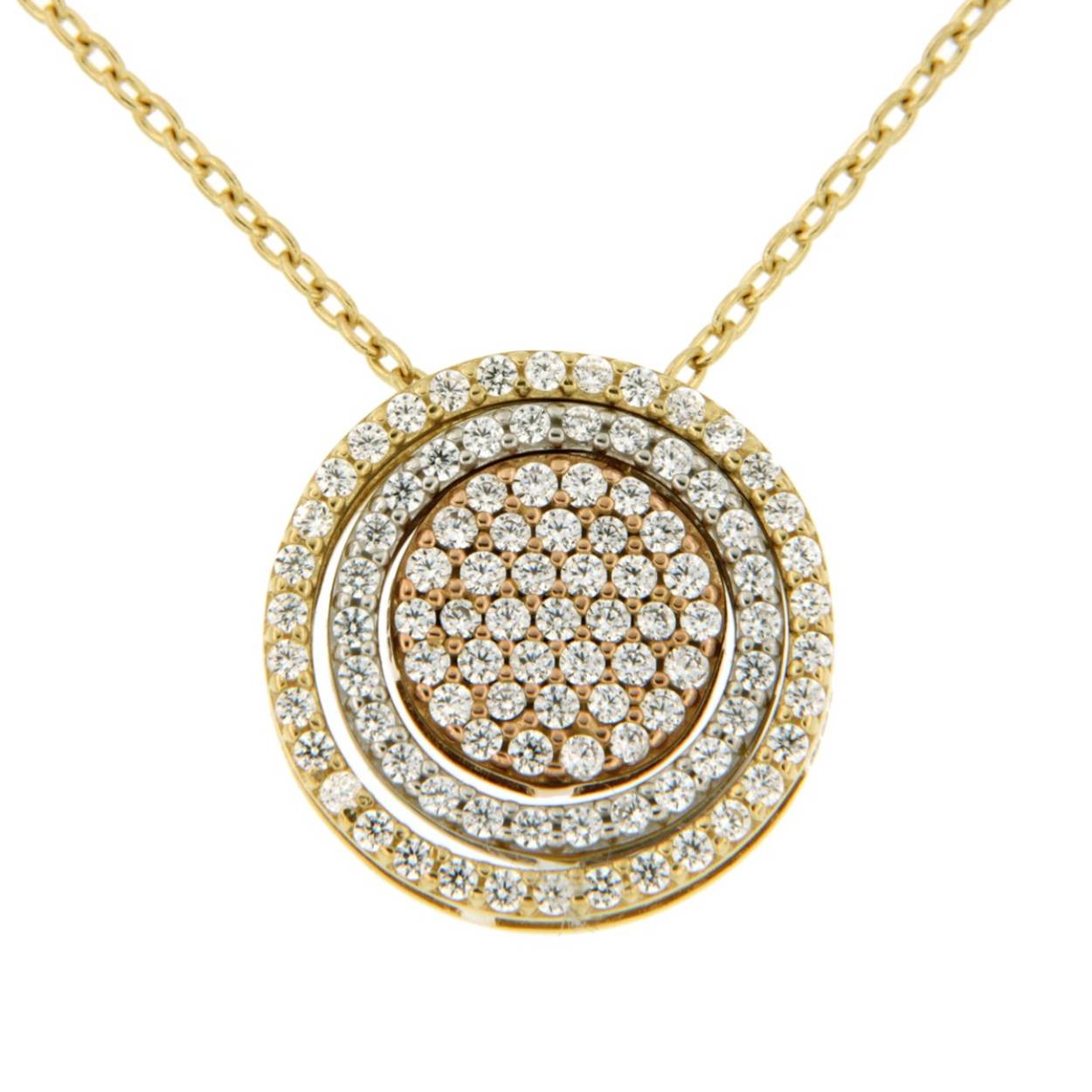 dynamic circle in drie kleuren goud met zirconia's