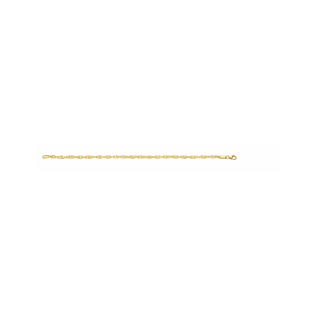 14krt geelgouden collier met zilverkern. Schakel: Singpore. Diameter: 3mm. Lengte: 45cm