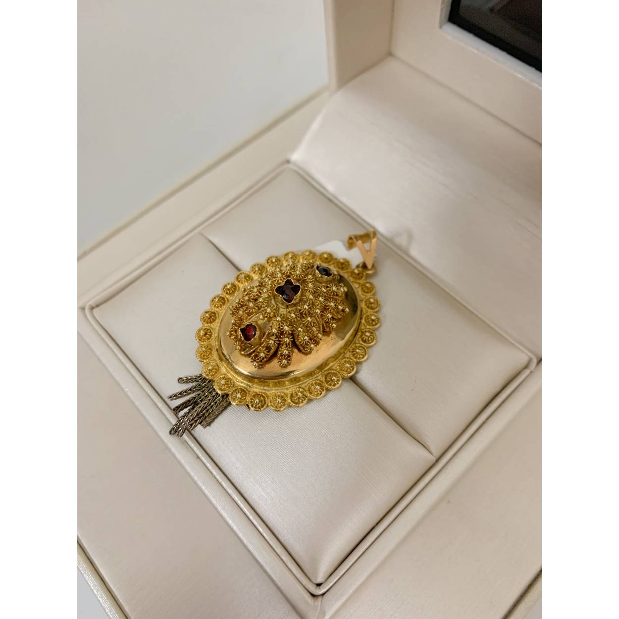 VINTAGE geelgouden hanger / granaat 