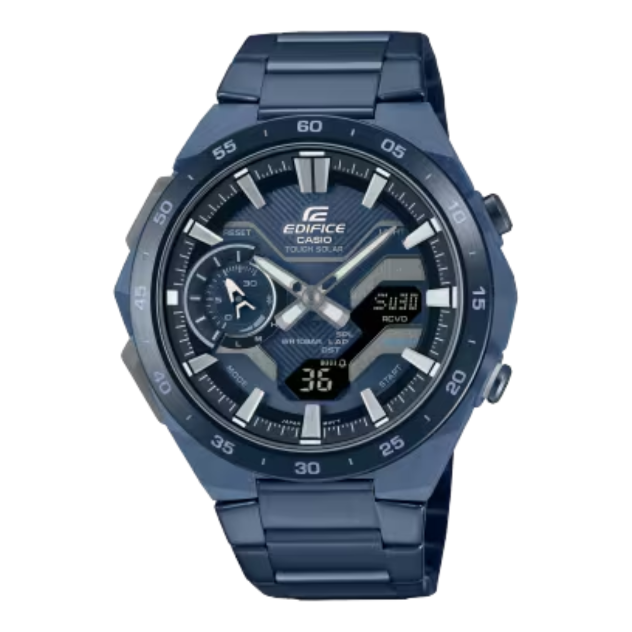 Dit Casio horloge behoort tot de Edifice collectie.
Referentienummer: ECB-2200CB-2AEF

Stap op de bestuurdersstoel met de intensiteit van een coureur. Maak kennis met de koelblauwe, hoogwaardige EDIFICE-chronograaf voor de motorsport. 

De ECB-2200 WINDFLOW heeft een met koolstofvezels versterkte harskast, gemaakt van indigoblauwe koolstof; een primeur voor de EDIFICE-serie. De blauwe ion-geplateerde rand en band, samen met de blauwe basistinten van de wijzerplaat, stralen een coole stijl uit die de ijzige concentratie weerspiegelt die nodig is om te domineren op het racecircuit.

Synchroniseren met je smartphone via Bluetooth® is een fluitje van een cent. Tik op de app voor toegang tot functies die het leven gemakkelijker maken, of je nu achter het stuur zit of niet. Krijg automatisch aangepaste nauwkeurige tijdregistratie, beheer moeiteloos de wereldtijdlijst van meer dan 300 steden over de hele wereld, zet stopwatch-gegevens die tot op milliseconde zijn gemeten over naar je smartphone, vind je telefoon door een knop op je horloge ingedrukt te houden, en nog veel meer! Tough Solar laadt het horloge op bij zonlicht of zelfs fluorescerend lamplicht.