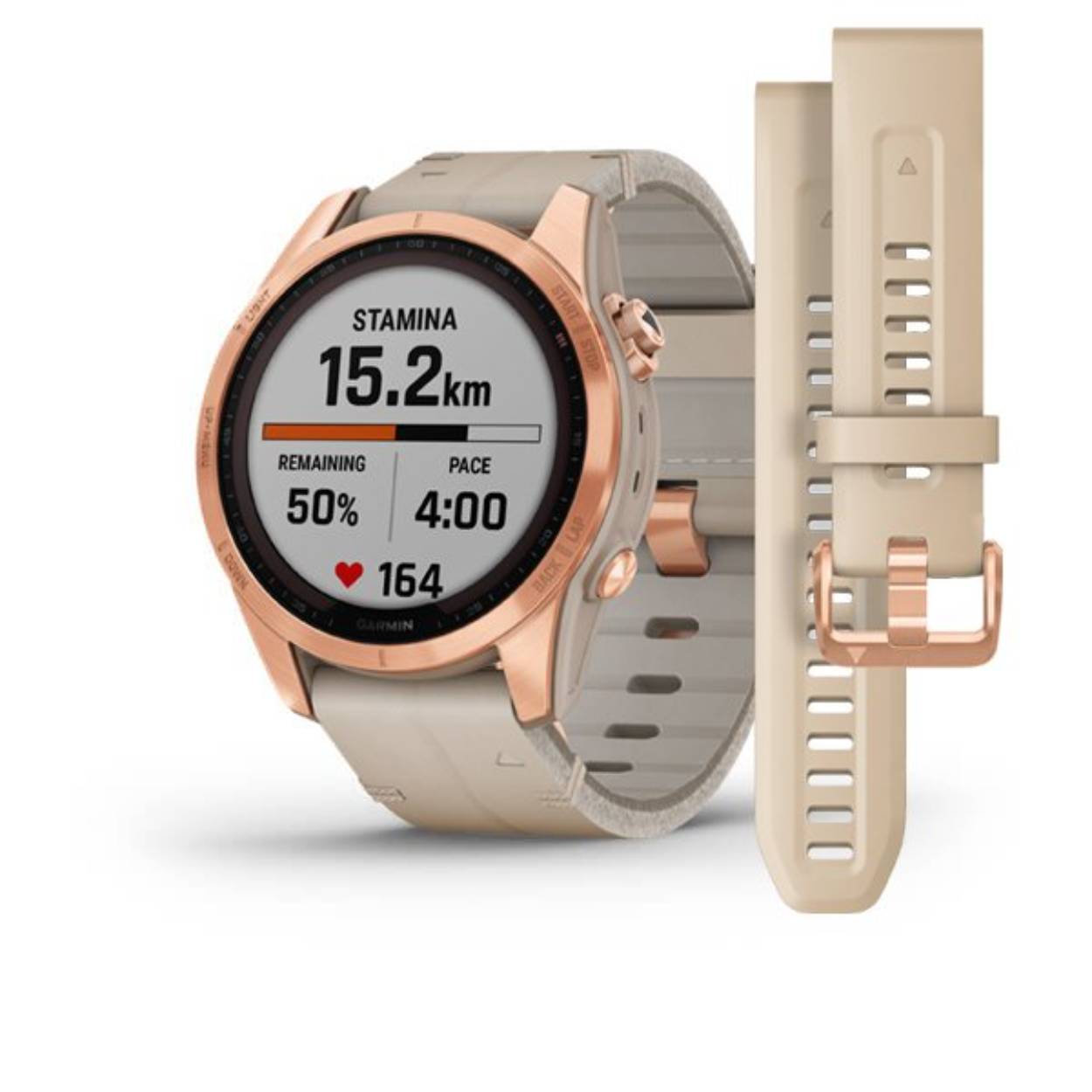 Deze Garmin smartwatch behoort tot Fenix 7 collectie.
Referentienummer: 010-02539-35

De Garmin Fenix 7 is meest geavanceerde multisport smartwatch. Gemaakt voor performance met premium materialen en een vernieuwd, stevig en atletisch design.

Deze Garmin Fenix 7S is selectief verkrijgbaar. Het horloge is 42mm en heeft een rozegoud titanium kast met limestone leren polsband. Tevens wordt een extra siliconen band meegeleverd. 
De batterijduur is maar liefst 14 dagen in smartwatch modus en 51 uur in GPS modus. 