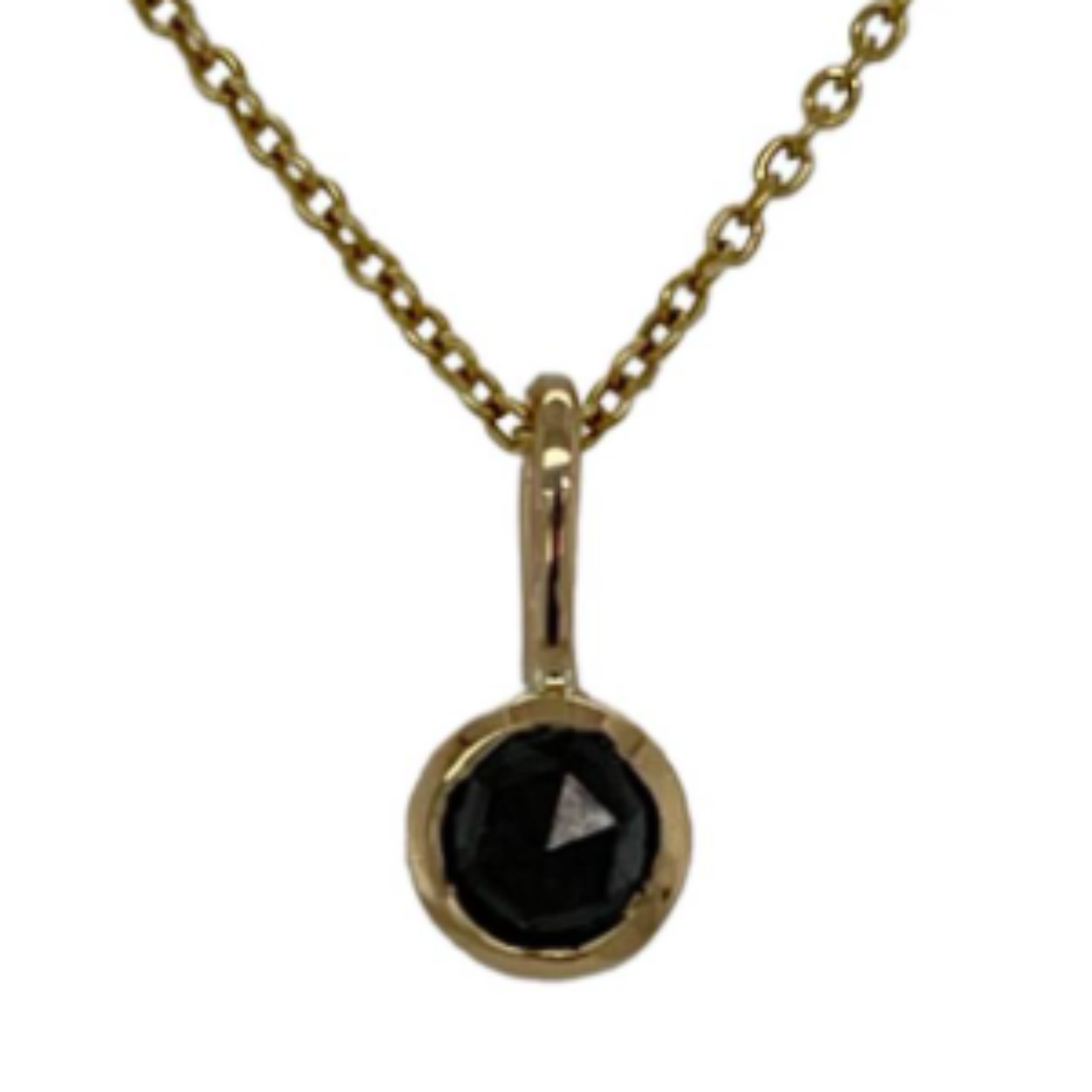 GG HANGER 14kt MET 5mm ROOS GESLEPEN ZWARTE DIAMANT 