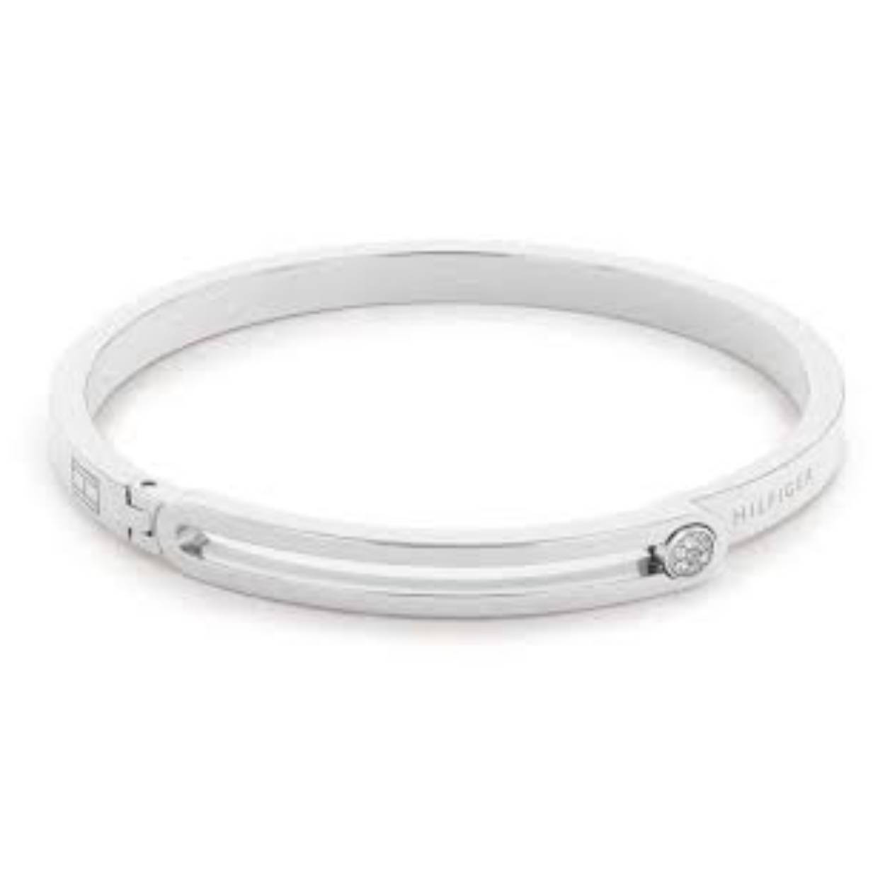 Stalen bangle armband met zirconia