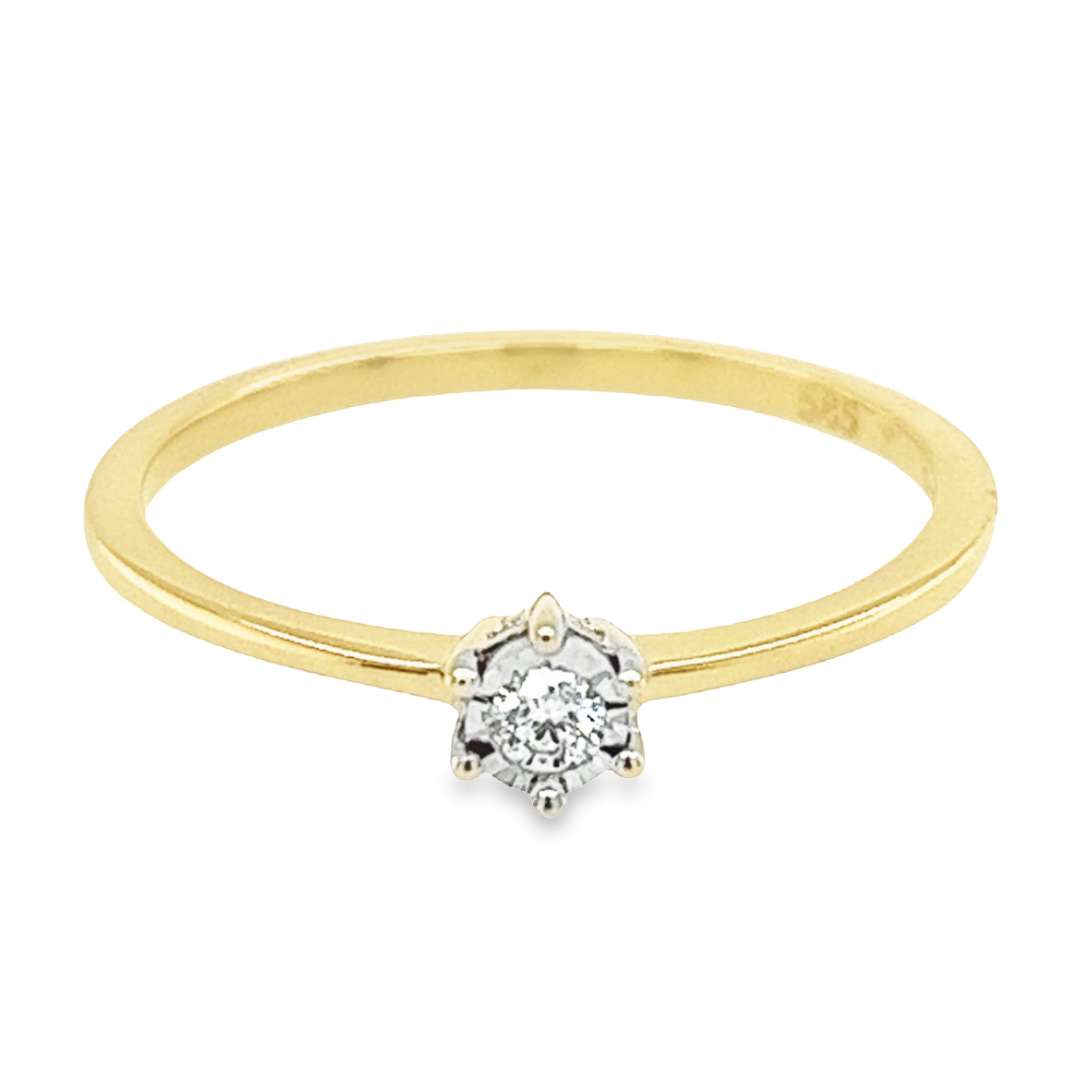 Geelgouden Illusie Solitair met Diamant 0,05 karaat