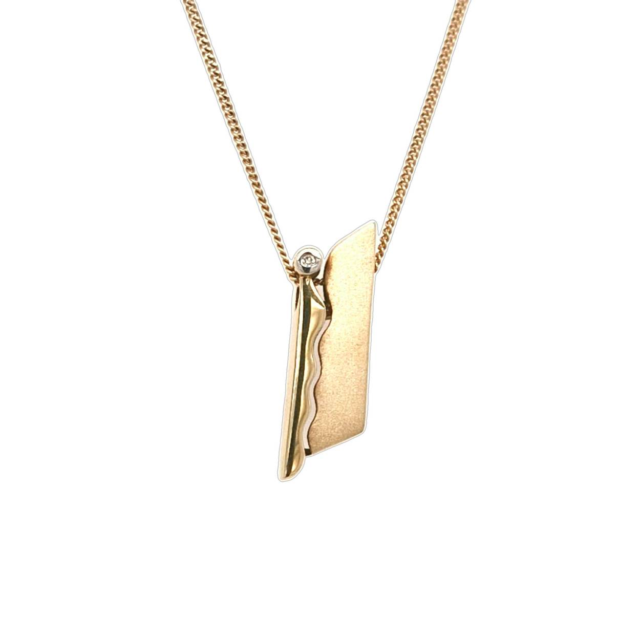 geelgouden hanger met diamant 0,01